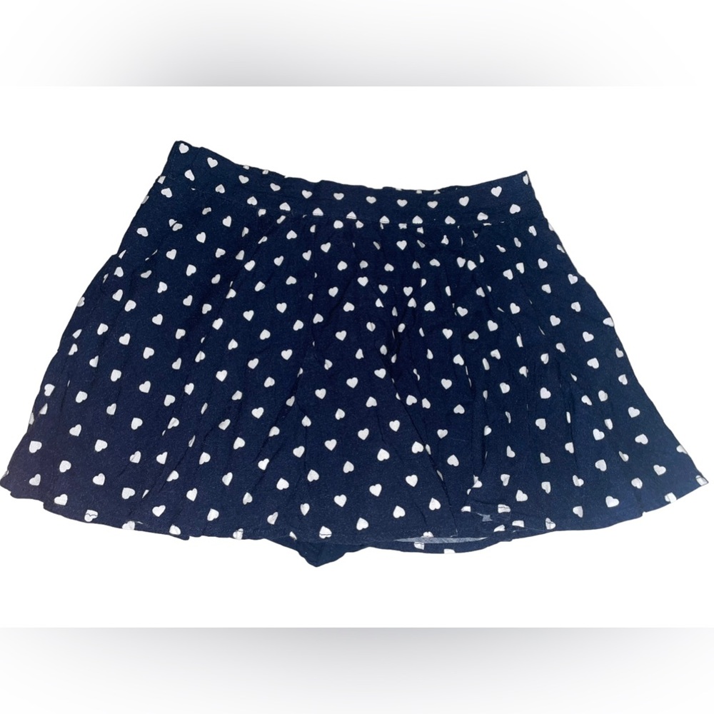 Xhilaration stretchy Navy Blue Skirt w/ tiny white hearts, Size Large